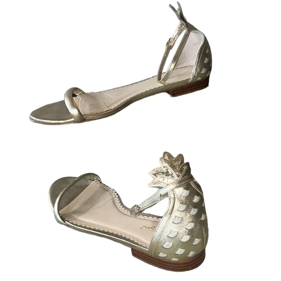 Lilly Pulitzer Laura Metallic Gold Pineapple Ankle Strap Sandals - 9.5 - Picture 4 of 16